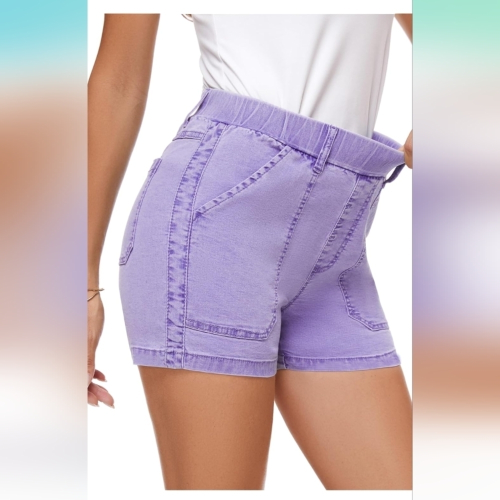 HVEPUO Jean Shorts High Waisted Summer Cotton Stretchy Casual Pull On XL (EUC) - Picture 5 of 13